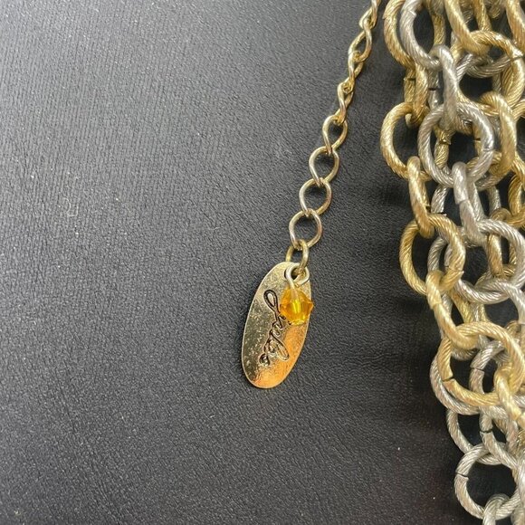 Jules Multi Strand Layered Collared Choker Necklace Silver and Gold Tone 18-21 - Picture 5 of 5